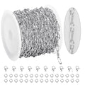 KYUNHOO 16.4 Feet Silver Stainless Steel Chains Bulk Embossed Lip Chain Roll Soldered Cross Link Chains Cable Chain with Jewelry Clasps for Handcraft Making - color: Cross Oval Silver