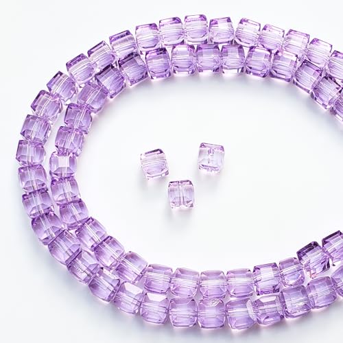 8mm Cube Glass Beads for Jewelry Making, Faceted Square Crytal Spacer Beads for Bracelet Necklace Earring, Crystal Violet 180pcs - color: Crystal Violet, size: 8mm