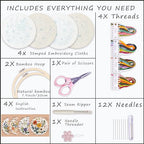 Bonroy Embroidery Kit for Beginners with Instructions,Cross Stitch Kits for Adults with Pattern,Needlepoint Kits for Adult Include Embroidery Cloth Hoops Needles Threads (flowers2) - color: flowers2