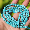 Simulated Turquoise 6-8mm Oval Irregular Freeform Tumbled Loose Gemstone Beads for Jewelry Making 15 Inch Strand 50-55 Pcs - color: Turquoise-1 strand15”-approx. 55 beads