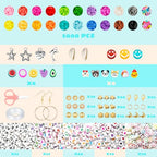 Sunlode Bracelet Making Kit 5000pcs, Jewelry Making Kit for Beginner, DIY Arts and Crafts Gift Toys for Kids Ages 6-13 Preppy Clay Beads with Charms Friendship Bracelets - style: Sweet Petal