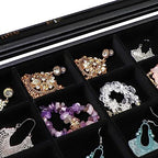 Wudygirl 30 Grid Jewelry Organizer Clear Lid Jewelry Tray Stackable Jewelry Storage Case Display Rings,Earrings,Necklace,Black Velvet (30 Grid) - style: 30 Grid Tray