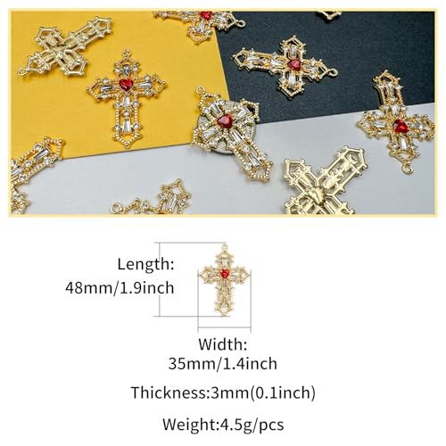 Zirconia Crystal Rhinestone Cross Charms for Jewelry Making Bracelet Necklace Choke Earring Pendant Key Chain Craft Supplies DIY Accessories - color: B_10Pcs
