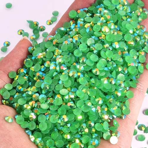 Blinginbox 50000pcs Flatback Rhinestones,Resin Non Hotfix Rhinestones Large Quantity Wholesale for Crafts DIY Creative Design,Clothes,Makeup,Nail Art (2mm=0.08",Emerald AB) - color: Emerald AB, size: 2mm=0.08"