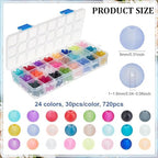 PH PandaHall 720pcs 8mm Frosted Glass Beads 24 Colors Matte Crystal Beads for Jewelry Making