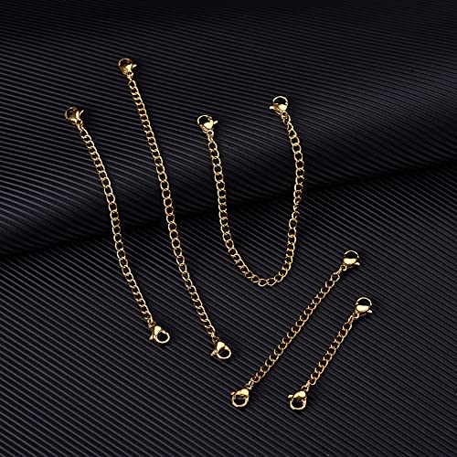 5Pcs Gold Stainless Steel Necklace Extender Chain Necklace Extenders for Bracelet Anklet Stainless Steel Chain Extenders for Jewelry Making (2in 3in 4in 5in 6in) - color: Gold