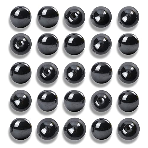 100Pcs 8mm Natural Smooth Black Hematite Beads Round Loose Stone Beads for Jewerly Making with Crystal Stretch Cord - color: Black Hematite, size: 8mm