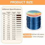 HARFINGTON Wire 328ft Length 26 Gauge Copper Craft Jewelry Wrapping Wire Tarnish Resistant Beading for Jewelry Making Supplies Crafting, Blue - color: Blue