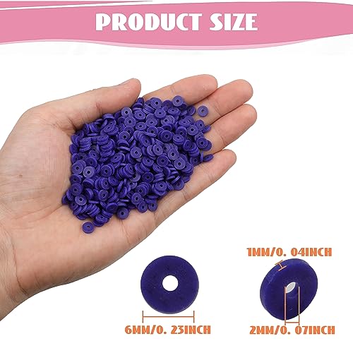 2000Pcs White Clay Beads Polymer Clay Spacer Beads Flat Bead 6mm Round Heishi Vinyl Bead for DIY Craft Gift Adults Bracelets Necklace Jewelry Making Earring Accessories Royal Blue - color: Royal Blue