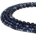 RUBYCA Natural Sodalite Gemstone Round Loose Beads Dark Blue for Jewelry Making 1 Strand - 4mm - color: Dark Sodalite, size: 4 MM