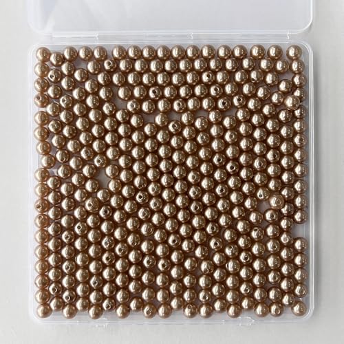 Laopottbeads 350 Pcs Light Brown 10MM Pearl Beads for Jewelry Making Round Pearl DIY Kit for Bracelets, Earrings, Necklaces & Anklets - color: Light Brown, size: 10 mm, 350 pcs
