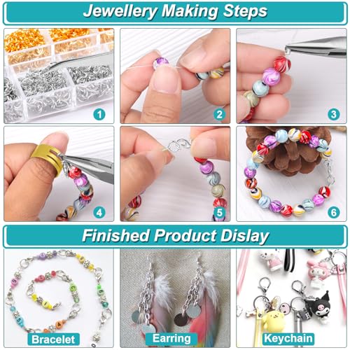 Yholin Jewelry Pliers and Jump Rings - Jewelry Making & Repair Kit for Bracelets, Necklaces, Wire Cutters, Chain Nose Pliers