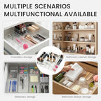 33 PCS Clear Plastic Drawer Organizer Set, 4 Sizes Acrylic Drawer Storage Trays Non Slip Storage Bins for Makeup, Jewelry, Gadgets for Kitchen, Bedroom, Bathroom, Office - style: 33 PCS with 4 sizes