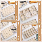 10 Pack Beige Jewelry Organizer Tray, Jewelry Drawer Organizer Inserts with Removable Dividers Stackable Velvet Ring Earring Storage for Rings Earrings Necklace Bracelet Watch Storage