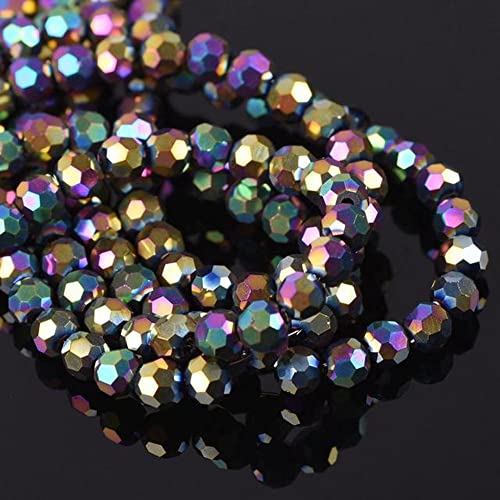 300PCS 6mm Rondelle Crystal Beads for Jewelry Making, Rainbow AB Faceted Round Crystal Glass Beads for Jewelry, Spacer Bead for Bracelet Making, Glass Stones for DIY Crafts - color: Rainbow AB, size: 6mm/300pcs
