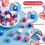 PH PandaHall 4th of July Beads, 50pcs Bubblegum Beads 20mm Chunk Pen Beads Patriotic Beads Blue Red Beads Acrylic Stripe Beads Large Beads for Independence Day Flag Day Garland Sports Jewelry Making - color: Blue Red