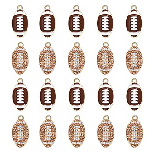 20PCS Sports Charms Enamel Basketball Baseball Pendant Charms for Jewelry Making Rhinestone Ball Game Softball Charms for Necklace Bracelet Earrings DIY Crafts - color: Set 4