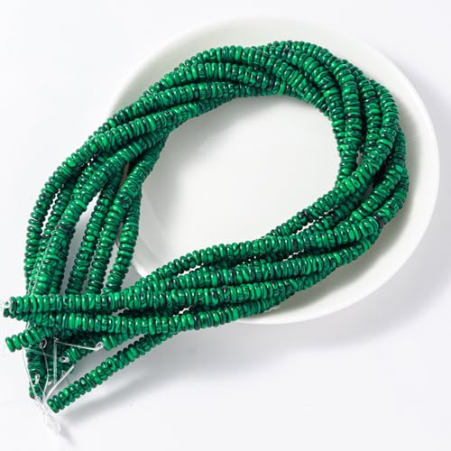 Natural Malachite Stone Disk Spacer Beads 6x2mm 38cm/str Flat Rondelle Loose Semi Gemstone Caps for Making Bracelets Necklace - color: Malachite