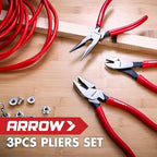 ARROW 3PCS Pliers Set, 8" Needle Nose Pliers, 7" Diagonal Plier, 8" Linesman with Non-slip Handle, Premium Carbon Steel, High Leverage Design - style: 8" Needle Nose/7" Diagonal/8" Linesman