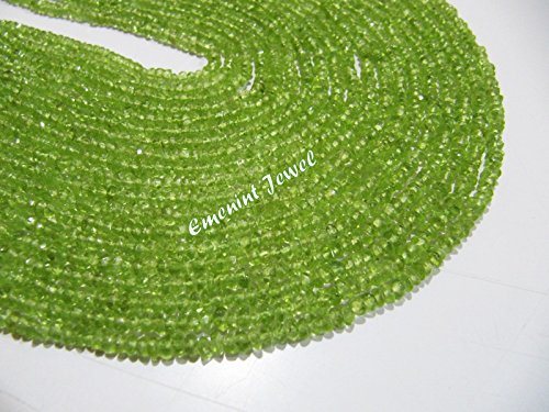 AA Quality Natural Peridot Rondelle Faceted 3-4mm Beads, Natural Gemstone Strands 14 inches Long, Semi Precious Stone Beads