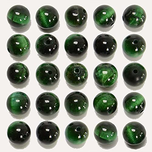 NCB 200pcs 4mm Green Tiger's Eye Loose Beads for Jewelry Making, Natural Semi Precious Beads Round Smooth Gemstones Spacer Beads Charms for Necklaces Bracelets (Green Tiger's Eye, 4mm 200Beads) - color: Green Tiger's Eye, size: 4mm 200beads