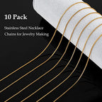 10 Pack Stainless Steel Necklace Chain, Dainty Gold Plated Box Chain Thin Chain for Women Necklace DIY Jewelry Making Supplies (16 Inches) - color: Gold Box, size: 16 Inch