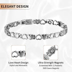 BioMag Magnetic Bracelet for Women, Titanium Steel Wristband Brazaletes for Pain Relief Solid Pure Copper Jewelry Gift with Adjustable Tool - color: Silver
