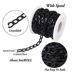 Craftdady 16.4 ft Aluminum Curb Chain 13.5x8mm Twisted Black Chain Unwelded Hanging Chain Link Necklace Chain with Spool for DIY Crafts Jewelry Making - color: Black, 13.5x8mm