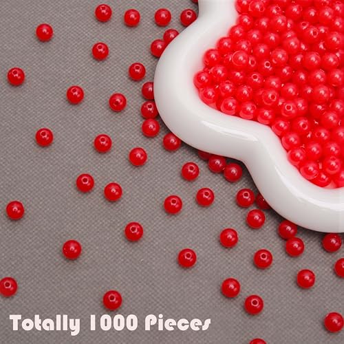 BONNY BOXX 1000PCs 6MM Jelly Red Acrylic Round Beads, Smooth Transparent Acrylic Balls, Plastic Resin Gumball Bubblegum Chunky Beads for Necklace & Bracelet Making, Crafting Supplies - color: Jelly Red, size: 6MM