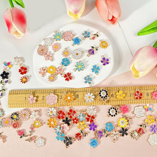 352 Pcs Assorted Charms for Jewelry Making,Mixed Enamel KC Gold Alloy Letter Pendants,Wholesale Bulk Jewelry Charms for DIY Necklace Bracelet Earring and Crafting - style: A7:Flower Charms-270Pcs Kit