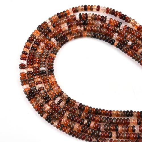 160pcs 4x2mm Natural Banded Brown Agate Disk Rondelle Spacer Stone Semi Precious Gemstone Loose Beads for Jewelry Making 15 Inch - color: Banded Brown Agate