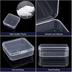 SATINIOR 12 Pack Clear Plastic Beads Storage Containers Box with Hinged Lid for Beads and More (2.52 x 2.52 x 0.79 Inch) - size: 2.52 x 2.52 x 0.79 Inch
