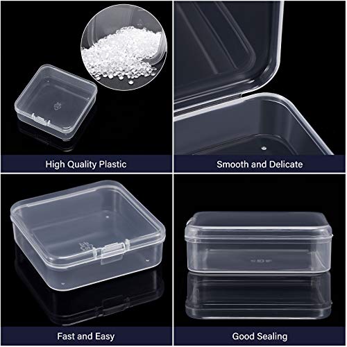 SATINIOR 12 Pack Clear Plastic Beads Storage Containers Box with Hinged Lid for Beads and More (2.52 x 2.52 x 0.79 Inch) - size: 2.52 x 2.52 x 0.79 Inch