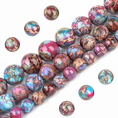 Natural Stone Beads 8mm Colorful Imperial Jasper Polished Round Smooth Gemstone Beads for Jewelry Making Adults 15 Inch(Colorful Imperial Jasper,8mm) - color: Colorful Imperial Jasper, size: 8mm