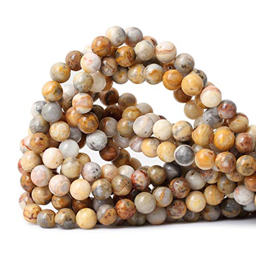45PCS 8mm Natural Yellow Crazy Lace Agate Gemstone Round Loose Beads for Jewelry Making 1 Strand 15" - color: Yellow Crazy Lace Agate, size: 8mm 45pcs