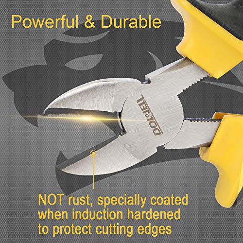 DOWELL Diagonal Cutting Pliers 6 Inch Diagonal Cutters Wire Cutters Durable Nickel Chromium Steel Construction for Electricians and Homes - size: 6" Diagonal Cutting Pliers