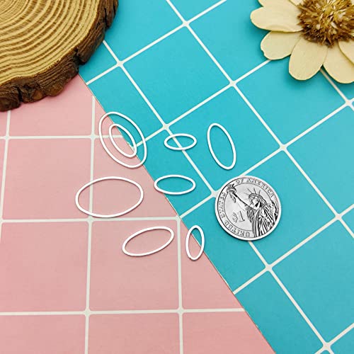 80 Pcs 4 Szie Open Bezel Pendants Hollow Frame Pendant Earrings Hoops Pendant Oval Frame Pendants Connectors Soldered Linking Ring for Earrings Findings DIY Craft Jewelry Making Accessory (Silver) - color: Oval-silver