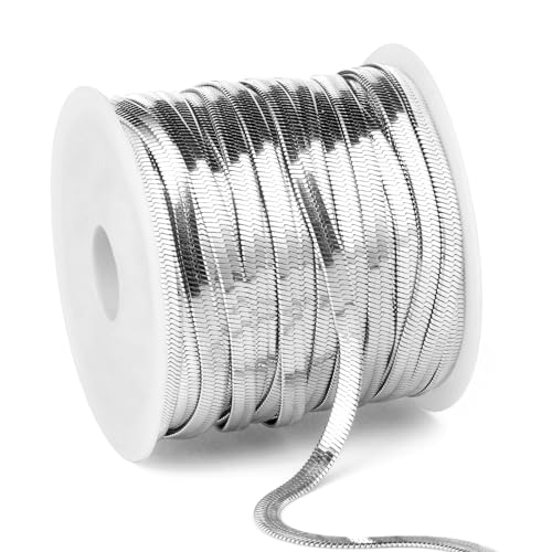 33 Feet Stainless Steel Snake Chains Roll, 3mm 304 Stainless Steel Flat Snake Chain Bulk Spool for Jewelry Making DIY Craft - color: 3.0mm Stainless Steel Flat Snake Chains