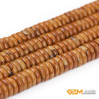 GEM-Inside 2x6mm Natural Yellow Wood Texture Jasper Stone Heishi Disc Rondelle Spacer Beads for Jewelry Making Full 15" Strand Energy Stone Healing Power Crystal - color: Yellow Wood Texture Jasper