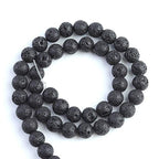 Natural Stone Beads 8mm Black Lava Polished Round Smooth Gemstone Beads for Jewelry Making 15 Inch(Black Lava,8mm) - color: Black Lava, size: 8mm