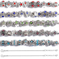50pcs Large Hole Metal Spacer Beads for Bracelet Necklace Jewelry Making, Rhinestone Focal Beads for Pen Hair Keychain, Mixed Style (50Pcs Rhinestone) - color: 50Pcs Rhinestone