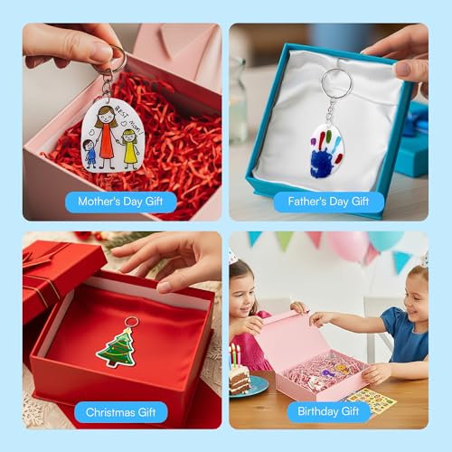 Auihiay 198 Pieces Shrink Plastic Kit Includes 20 Sheets Shrink Papers, Hole Punch, Keychain Accessories and Pencils for Shrinky Art and DIY Keychain Making Easter Mother Day Ornament - size: 198PCS