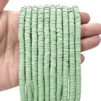 3600 PCS 10 Strands Polymer Clay Beads for Jewelry Making, Vinyl Heishi Beads 6mm for Surfer Bracelets Necklace Making (Sage Green) - color: Sage Green