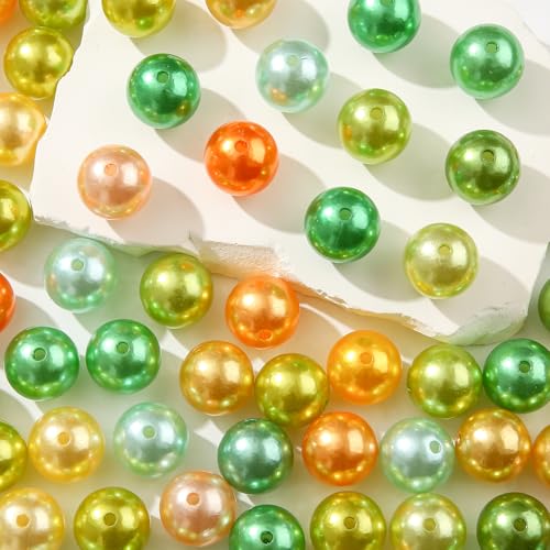 100pcs Color Pearl Beads Chunk Bubblegum Bead 20mm Pen Ball Beads for Pen Bag Jewelry Making Necklace Bracelets(Green&Yellow) - color: green&yellow