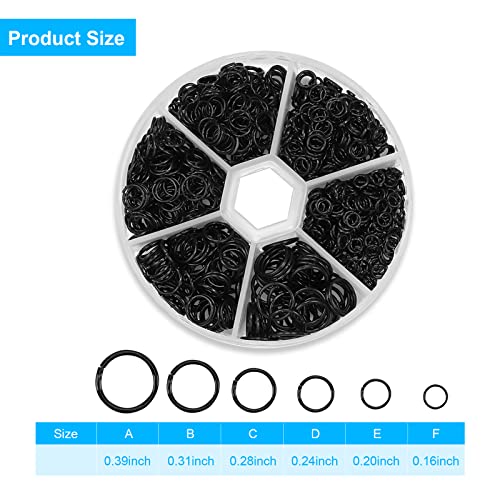 1000Pcs Black O Ring Connectors Metal Open Jump Rings Set 304 Stainless-Steel Jump Rings for Jewelry Making Connectors 4mm 5mm 6mm 7mm 8mm 10mm (Black)