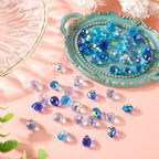 50Pcs Blue Faceted Teardrop Glass Beads Top Drilled Drop Spacer Glass Beads Transparent Water Drop Crystal Bead Teardrop Chandelier Charms for DIY Crafts Earring Necklace Making - color: Blue