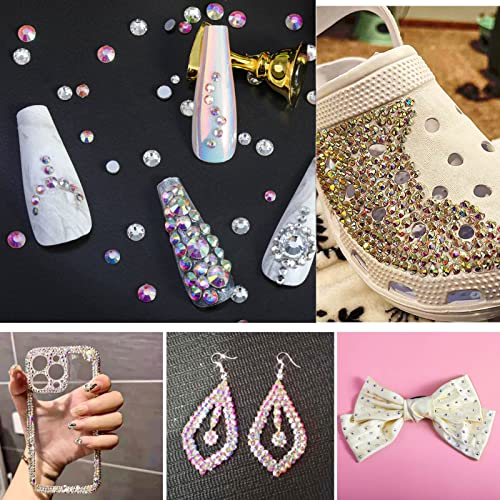 beadsland 144pcs Flat Back Crystal Rhinestones Round Gems for Nail Art and Craft Glue Fix,CrystalAB (SS40(8.4-8.7mm)) - color: Crystal AB, size: SS40/144pcs