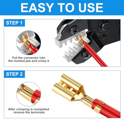 6PCS Crimping Tool Set - Ratchet Wire Crimper Tool for Heat Shrink,Insulated Nylon,Non-Insulated,Open Barrel Terminals,Ferrule Wire End,Solar Connectors - color: Wire Crimper Set