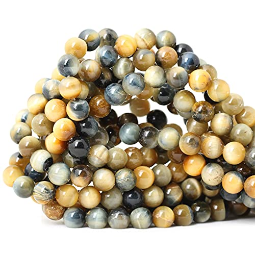 45PCS 8mm Natural Dream Tiger Eye Stone Round Loose Beads for Jewelry Making DIY Bracelet Necklace Materials 1 Strand 15" - color: Dream Tiger Eye, size: 8mm
