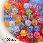 16mm Acrylic Beads Color Crackle Bead Round Loose Space Beads for Necklace Bracelet Earrings DIY Jewelry Crafts Making(Crack-2) - color: crack-2
